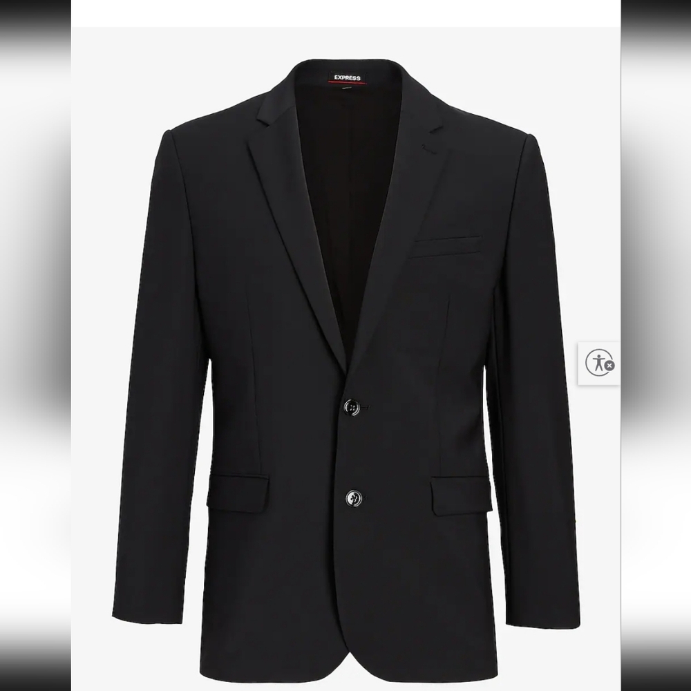 Express Men’s Black Extra Slim Fit Wool-Blend Modern Tech Suit Jacket Formal 38S - Picture 2 of 16